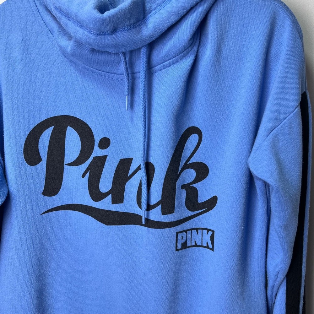 Victoria’s Secret PINK Blue Cowl Neck Pullover Logo